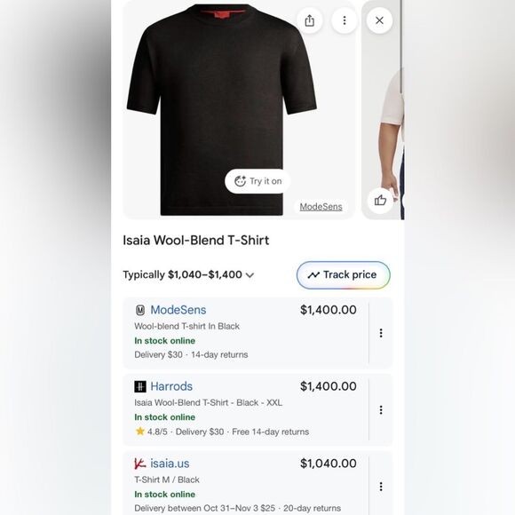 Isaia Wool Silk Cashmere Blend Classic Black Short Sleeve Tee T-Shirt Men Size M - Picture 11 of 11